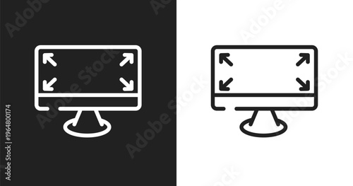Expand corners icon. Linear black, white icon from responsive web collection. Outline expand corners vector. Thin line symbol isolated on white and black background