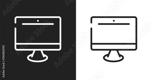 Pc equipment icon. Linear black, white icon from responsive web collection. Outline pc equipment vector. Thin line symbol isolated on white and black background