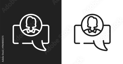 Chat avatar icon. Linear black, white icon from material devices collection. Outline chat avatar vector. Thin line symbol isolated on white and black background