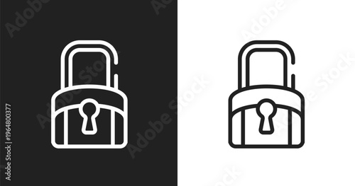 Black locked icon. Linear black, white icon from material devices collection. Outline black locked vector. Thin line symbol isolated on white and black background