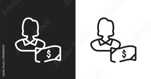 Silhouette with dollar symbol icon. Linear black, white icon from computer and media collection. Outline silhouette with dollar symbol icon vector. Thin line symbol for use on web and mobile apps,