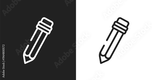 Pencil cursor icon. Linear black, white icon from cursors and pointers collection. Outline pencil cursor vector. Thin line symbol isolated on white and black background