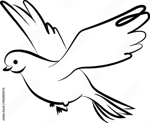 Dove Flying Line Art