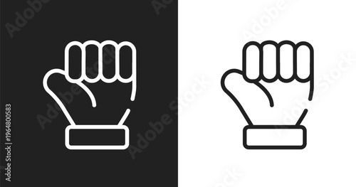 Clenched fist icon. Linear black, white icon from cursors and pointers collection. Outline clenched fist vector. Thin line symbol isolated on white and black background