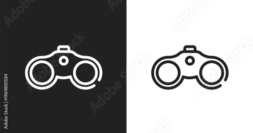 Binoculars tool icon. Linear black, white icon from cursors and pointers collection. Outline binoculars tool vector. Thin line symbol isolated on white and black background