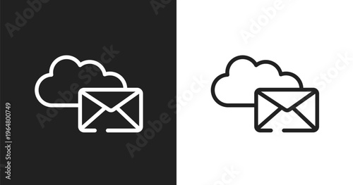 Internet mail icon. Linear black, white icon from cloud computing collection. Outline internet mail vector. Thin line symbol isolated on white and black background