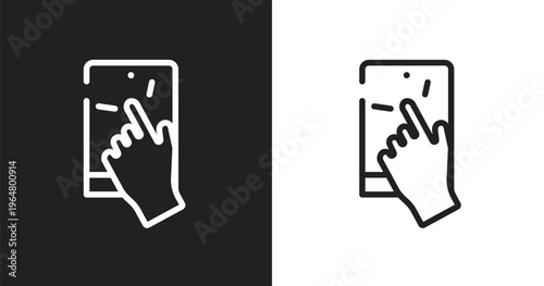Ipad touch icon. Linear black, white icon from modern screen collection. Outline ipad touch vector. Thin line symbol isolated on white and black background