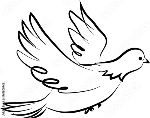 Dove Flying Line Art