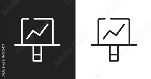 Screen canvas icon. Linear black, white icon from modern screen collection. Outline screen canvas vector. Thin line symbol isolated on white and black background