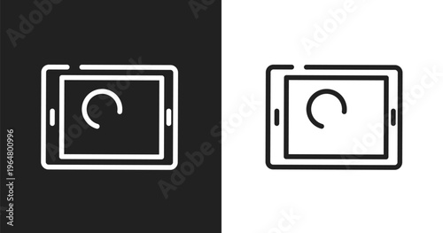 Ipad touch screen icon. Linear black, white icon from modern screen collection. Outline ipad touch screen vector. Thin line symbol isolated on white and black background