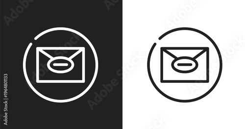 Mail symbol icon. Linear black, white icon from computer and media collection. Outline mail symbol vector. Thin line symbol isolated on white and black background