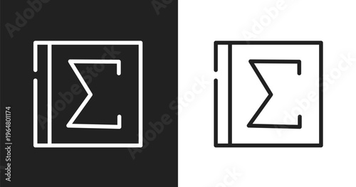 Spreadsheet with sum symbol icon. Linear black, white icon from computer and media collection. Outline spreadsheet with sum symbol icon vector. Thin line symbol for use on web and mobile apps, logo,