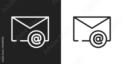 Email envelope icon. Linear black, white icon from computer and media collection. Outline email envelope vector. Thin line symbol isolated on white and black background