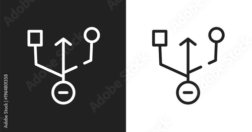 Universal serial usb connector icon. Linear black, white icon from computer icons collection. Outline universal serial usb connector icon vector. Thin line symbol for use on web and mobile apps,