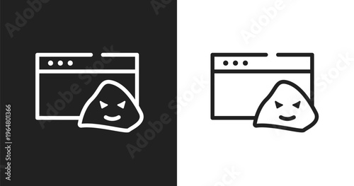 Rootkit icon. Linear black, white icon from cyber crimes collection. Outline rootkit vector. Thin line symbol isolated on white and black background