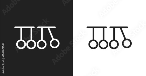 Newton cradle icon. Linear black, white icon from nerd collection. Outline newton cradle vector. Thin line symbol isolated on white and black background