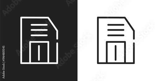 Floppy icon. Linear black, white icon from internet collection. Outline floppy vector. Thin line symbol isolated on white and black background