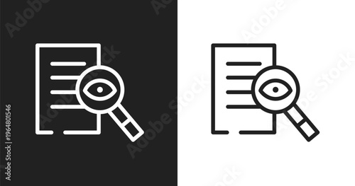 Investigation icon. Linear black, white icon from internet collection. Outline investigation vector. Thin line symbol isolated on white and black background