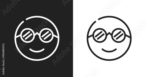 Nerd icon. Linear black, white icon from nerd collection. Outline nerd vector. Thin line symbol isolated on white and black background