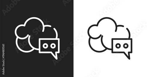 Cloud messaging icon. Linear black, white icon from cloud service collection. Outline cloud messaging vector. Thin line symbol isolated on white and black background