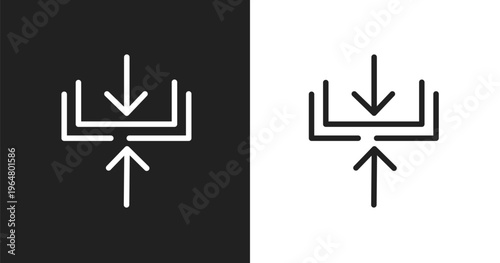 Compression icon. Linear black, white icon from big data collection. Outline compression vector. Thin line symbol isolated on white and black background