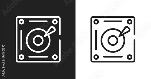 Harddisk icon. Linear black, white icon from big data collection. Outline harddisk vector. Thin line symbol isolated on white and black background