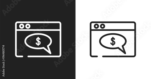 Web payment icon. Linear black, white icon from digital services collection. Outline web payment vector. Thin line symbol isolated on white and black background