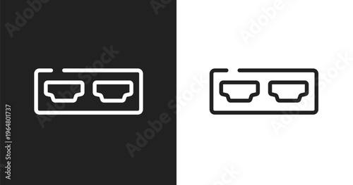 Hdmi port icon. Linear black, white icon from television collection. Outline hdmi port vector. Thin line symbol isolated on white and black background