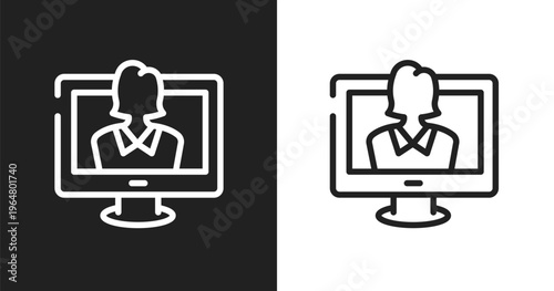 Talk show icon. Linear black, white icon from television collection. Outline talk show vector. Thin line symbol isolated on white and black background