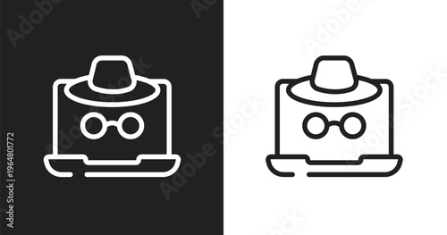 Fraud icon. Linear black, white icon from web and hacker collection. Outline fraud vector. Thin line symbol isolated on white and black background