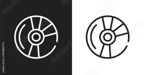 Blu ray icon. Linear black, white icon from computer collection. Outline blu ray vector. Thin line symbol isolated on white and black background
