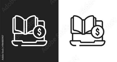 Tuition icon. Linear black, white icon from online learning collection. Outline tuition vector. Thin line symbol isolated on white and black background