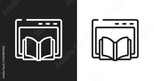 Webpage icon. Linear black, white icon from online learning collection. Outline webpage vector. Thin line symbol isolated on white and black background