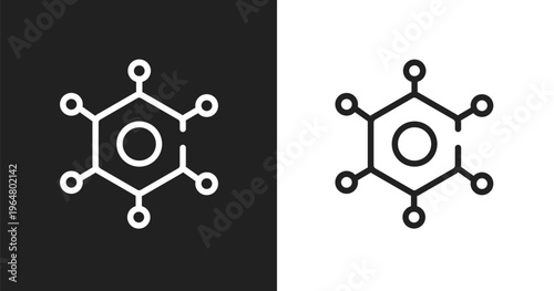Nanotechnology icon. Linear black, white icon from artificial intelligence collection. Outline nanotechnology vector. Thin line symbol isolated on white and black background