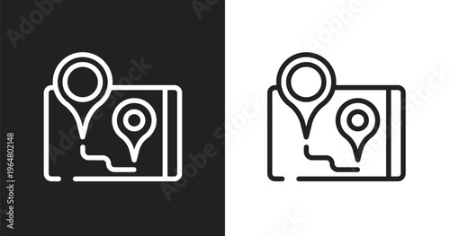 Navigator icon. Linear black, white icon from electronic collection. Outline navigator vector. Thin line symbol isolated on white and black background