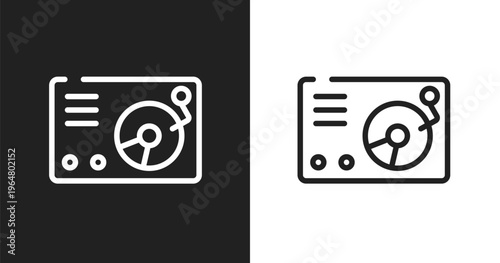 Lp player icon. Linear black, white icon from electronic collection. Outline lp player vector. Thin line symbol isolated on white and black background