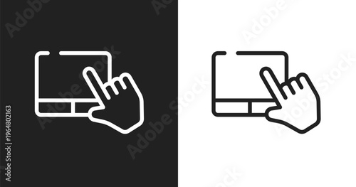 Touchpad icon. Linear black, white icon from computer functions collection. Outline touchpad vector. Thin line symbol isolated on white and black background