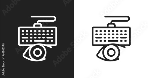 Keylogger icon. Linear black, white icon from cyber crimes collection. Outline keylogger vector. Thin line symbol isolated on white and black background