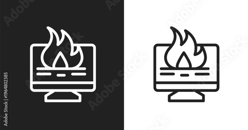 Data loss icon. Linear black, white icon from data organization collection. Outline data loss vector. Thin line symbol isolated on white and black background
