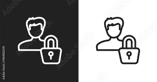 Authentication icon. Linear black, white icon from computer functions collection. Outline authentication vector. Thin line symbol isolated on white and black background