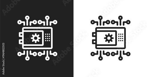 Crypto vault icon. Linear black, white icon from cyber security collection. Outline crypto vault vector. Thin line symbol isolated on white and black background