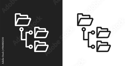 Directory icon. Linear black, white icon from computer functions collection. Outline directory vector. Thin line symbol isolated on white and black background
