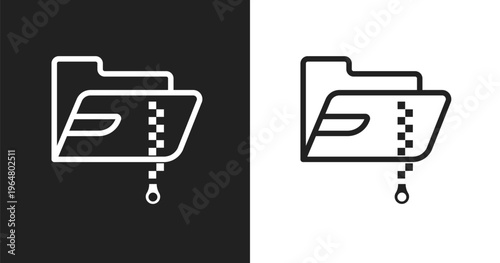 Compressed file icon. Linear black, white icon from computer functions collection. Outline compressed file vector. Thin line symbol isolated on white and black background