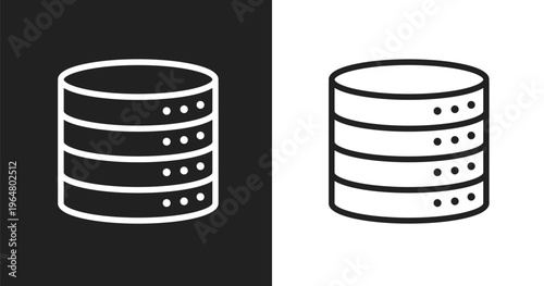Data storage icon. Linear black, white icon from computer functions collection. Outline data storage vector. Thin line symbol isolated on white and black background