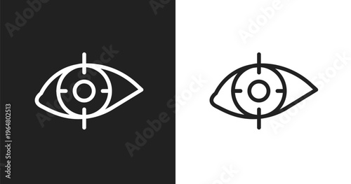 Retinal scan icon. Linear black, white icon from cyber security collection. Outline retinal scan vector. Thin line symbol isolated on white and black background