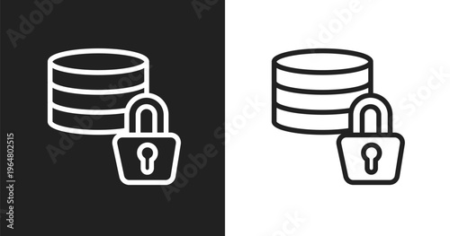 Data encryption icon. Linear black, white icon from cyber security collection. Outline data encryption vector. Thin line symbol isolated on white and black background