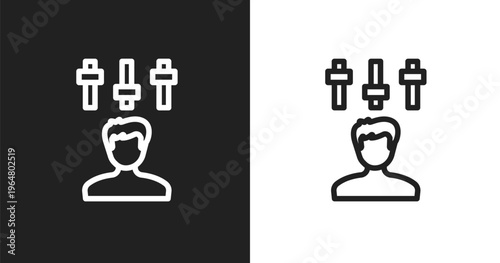 Producer icon. Linear black, white icon from stock contributor collection. Outline producer vector. Thin line symbol isolated on white and black background