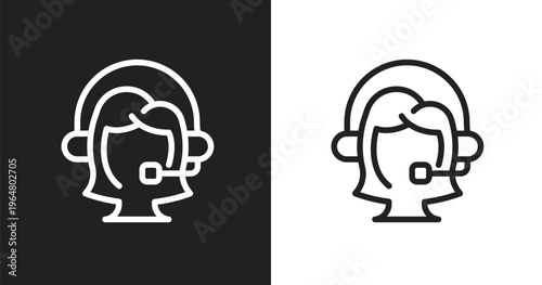 Assistant icon. Linear black, white icon from artificial intelligence collection. Outline assistant vector. Thin line symbol isolated on white and black background