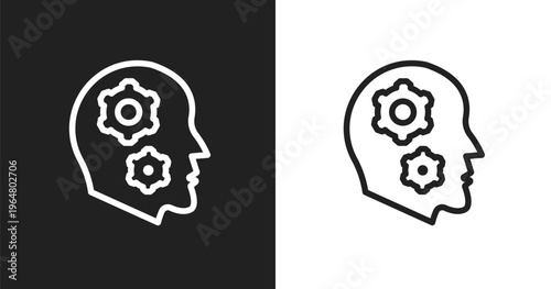 Thought icon. Linear black, white icon from artificial intelligence collection. Outline thought vector. Thin line symbol isolated on white and black background