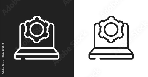 Information technology icon. Linear black, white icon from general collection. Outline information technology vector. Thin line symbol isolated on white and black background